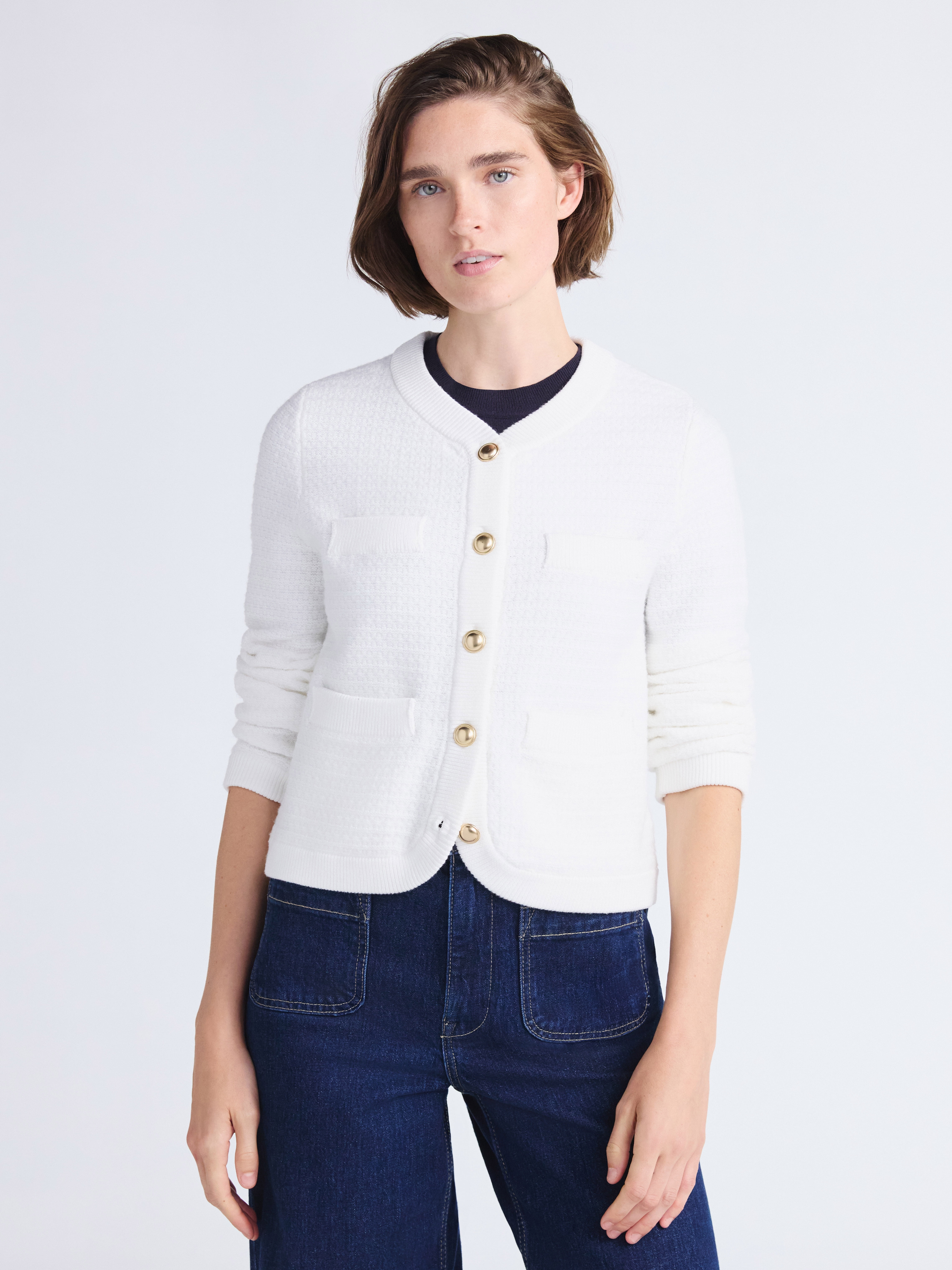 Free Assembly Women's and Women's Plus Textured Cardigan Sweater with Welt Pockets, Lightweight, Sizes XS-4X