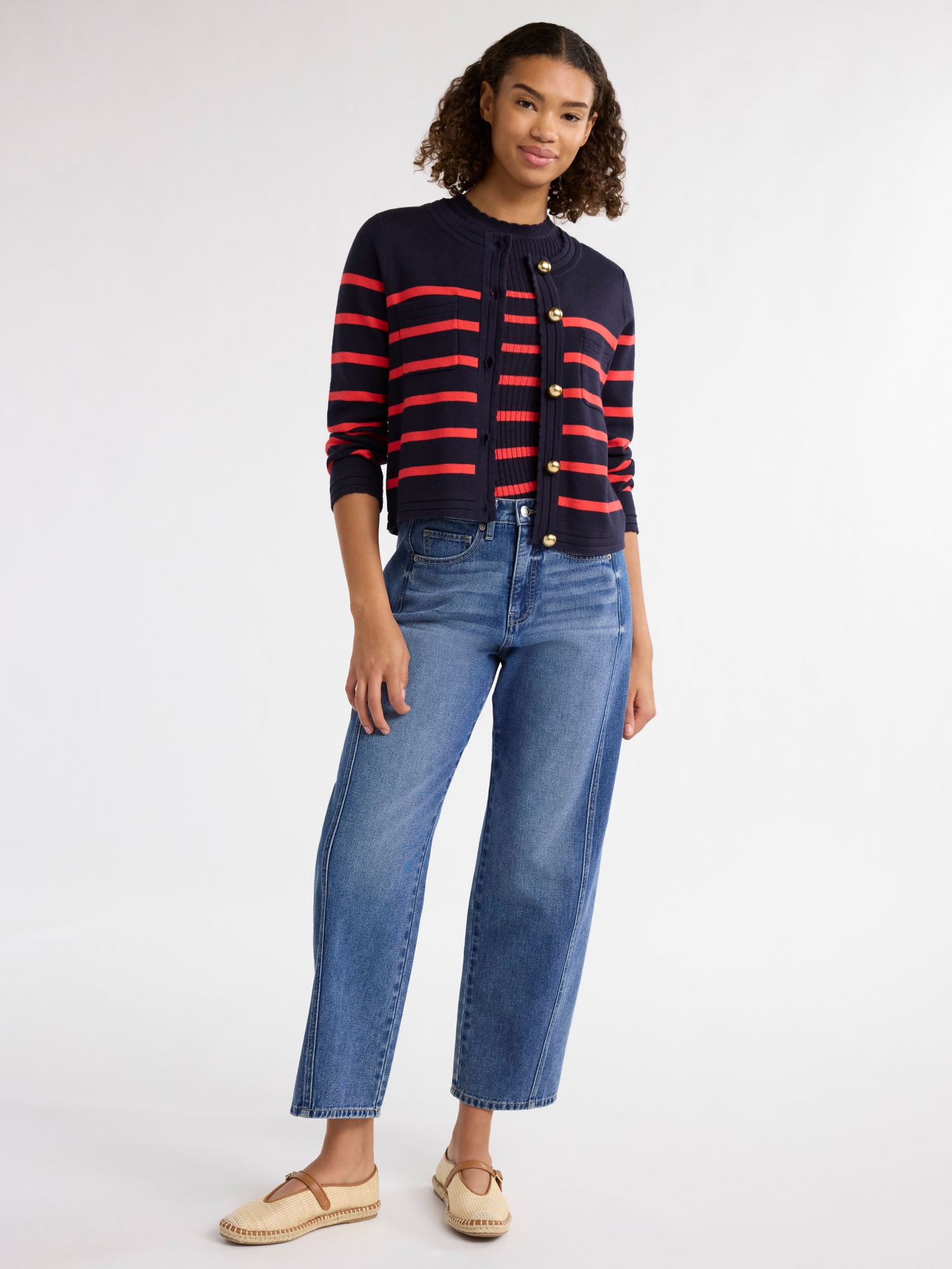 Free Assembly Women’s Pocket Cardigan Sweater with Long Sleeves, Midweight, Sizes XS-XXXL