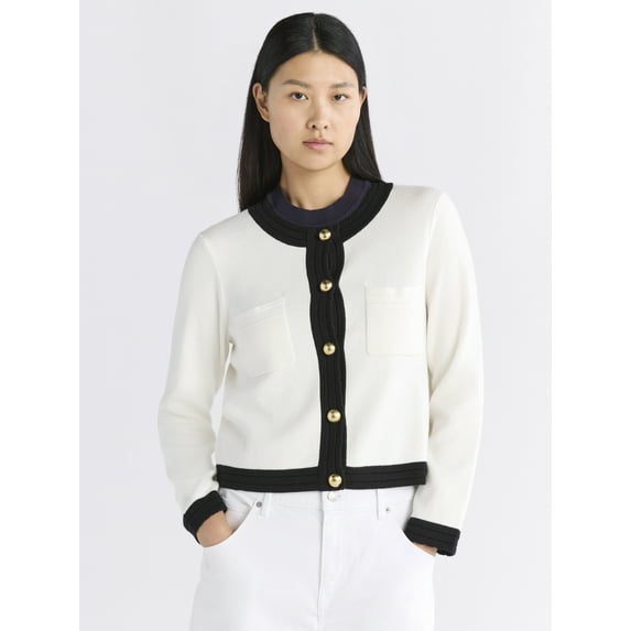 Free Assembly Women's Pocket Cardigan Sweater with Long Sleeves, Sizes XS-XXL