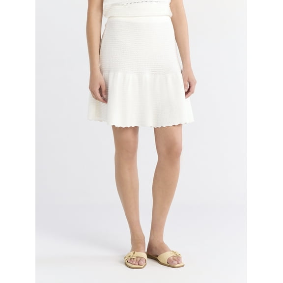 Free Assembly Women's and Women's Plus Pointelle Sweater Mini Skirt, Sizes XS-4X