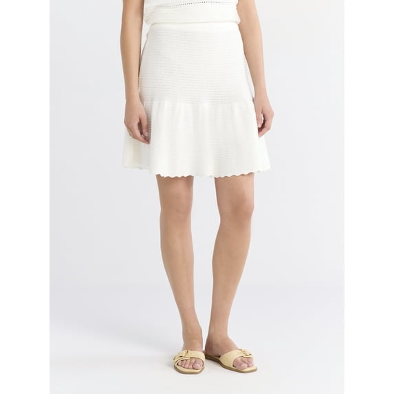 Free Assembly Women's and Women's Plus Pointelle Sweater Mini Skirt, Sizes XS-4X