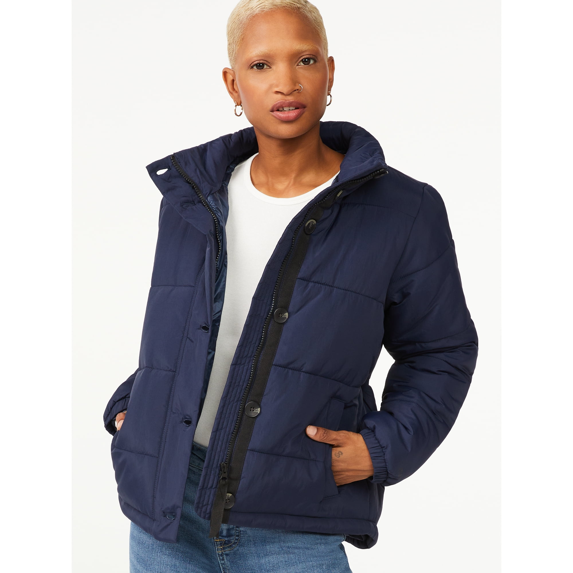 Free Assembly Women's Puffer Jacket - Walmart.com