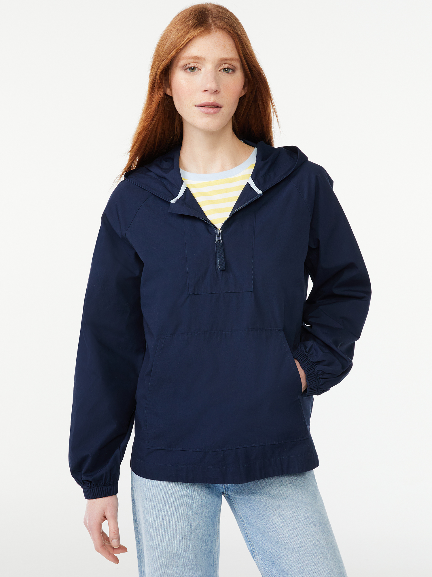 Free Assembly Women's Pullover Windbreaker Jacket with Hood