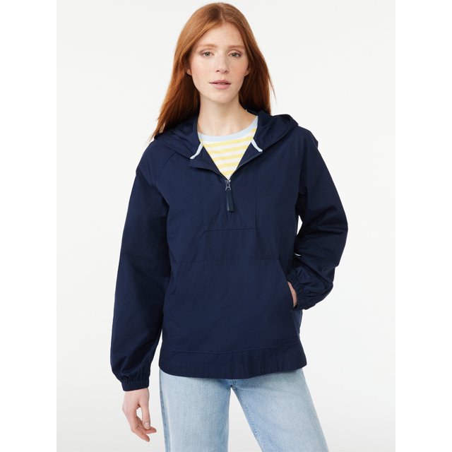 Free Assembly Women's Pullover Windbreaker Jacket with Hood