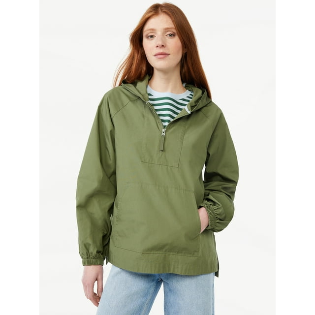 Free Assembly Women's Pullover Windbreaker Jacket with Hood