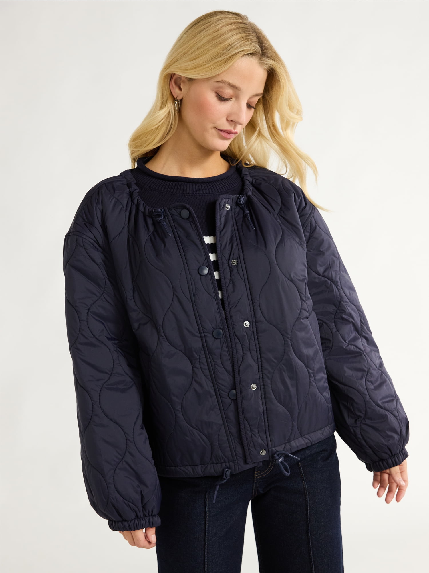 Free Assembly Women's Quilted Parachute Jacket, XS-XXL