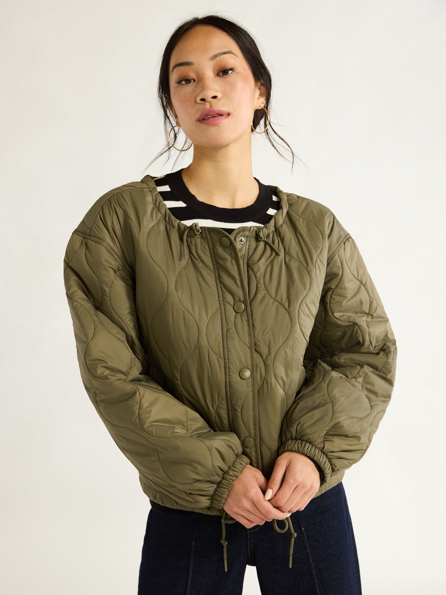 Free Assembly Women's Quilted Parachute Jacket, XS-XXL