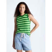 Free Assembly Women's Crochet Cotton Racerback Tank Top, Lightweight, Sizes XS-XXL