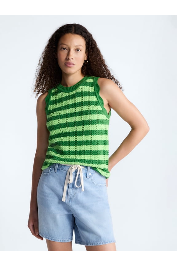 Women's Crochet Cotton Racerback Tank Top, Lightweight, Sizes XS-XXL