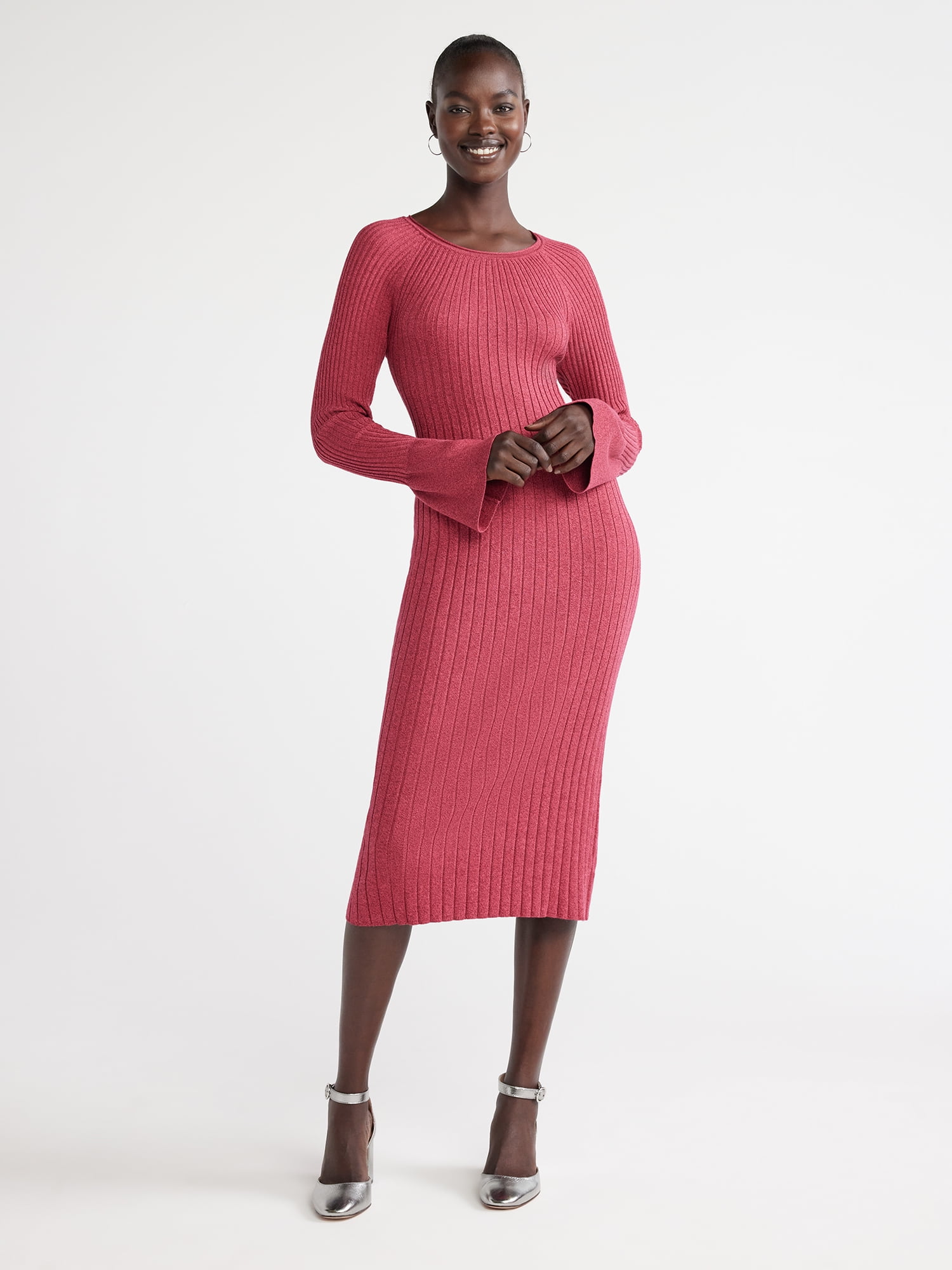 Women s Long Sleeve Ribbed Midi Dress in Various Libya Ubuy