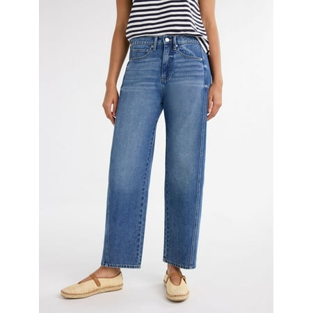 Free Assembly Women's Relaxed Barrel Ankle Jeans, 26.5” Inseam, Sizes 0-18