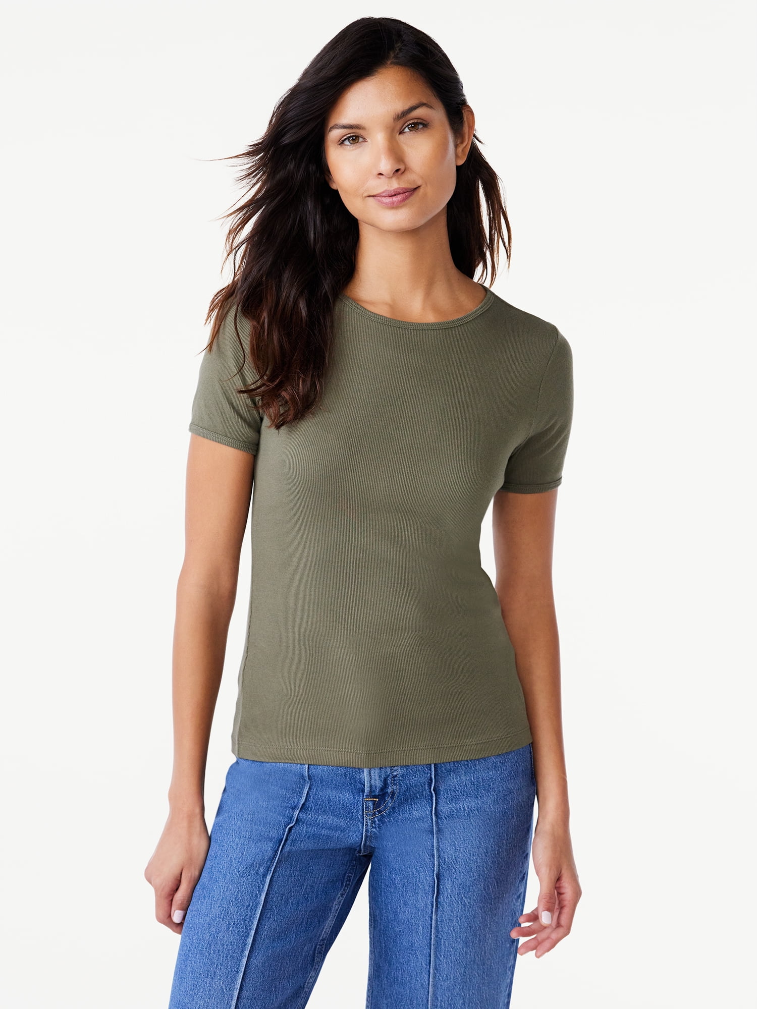 Womens Ribbed U-Neck Tee 6-Pack main image 0