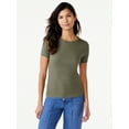 thumbnail image 1 of Free Assembly Women's Ribbed Crewneck Tee with Short Sleeves, Sizes XS-XXL, 1 of 8