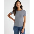 thumbnail image 1 of Free Assembly Women's Ribbed Crewneck Tee with Short Sleeves, Sizes XS-XXXL, 1 of 7