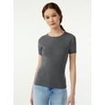 thumbnail image 1 of Free Assembly Women's Ribbed Crewneck Tee with Short Sleeves, Sizes XS-XXXL, 1 of 6