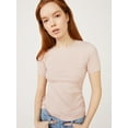 thumbnail image 1 of Free Assembly Women's Ribbed Crewneck Tee with Short Sleeves, Sizes XS-XXXL, 1 of 9