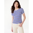 thumbnail image 1 of Free Assembly Women's Ribbed Crewneck Tee with Short Sleeves, Sizes XS-XXXL, 1 of 8