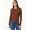 thumbnail image 1 of Free Assembly Women's Ribbed Crewneck Top with Long Sleeves, 1 of 6
