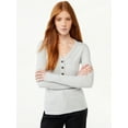 thumbnail image 1 of Free Assembly Women's Ribbed Henley Tee with Long Sleeves, 1 of 6