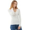 thumbnail image 1 of Free Assembly Women's Ribbed Henley Tee with Long Sleeves, 1 of 10
