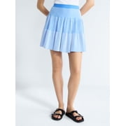 Women's and Women's Plus Ribbed Stitch Tiered Mini Skirt. Sizes XS-4X
