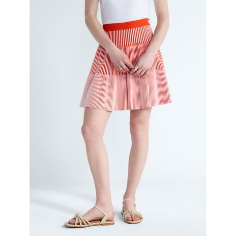 Women's and Women's Plus Ribbed Stitch Tiered Mini Skirt. Sizes XS-4X