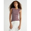 Free Assembly Women’s Ribbed Tank Top with Ruffle Sleeves, Sizes XS-XXL