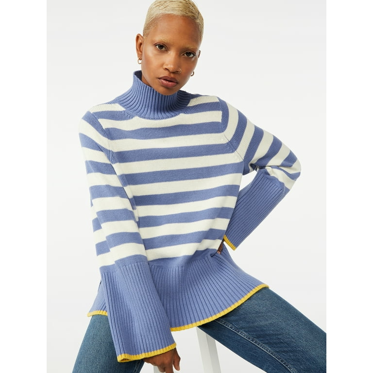 Blue striped outlet turtleneck