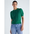thumbnail image 1 of Free Assembly Women's Ribbon Cable Knit Sweater with Short Sleeves, Lightweight, Sizes XS-XXL, 1 of 5