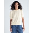 thumbnail image 1 of Free Assembly Women's Ribbon Cable Knit Sweater with Short Sleeves, Lightweight, Sizes XS-XXL, 1 of 5