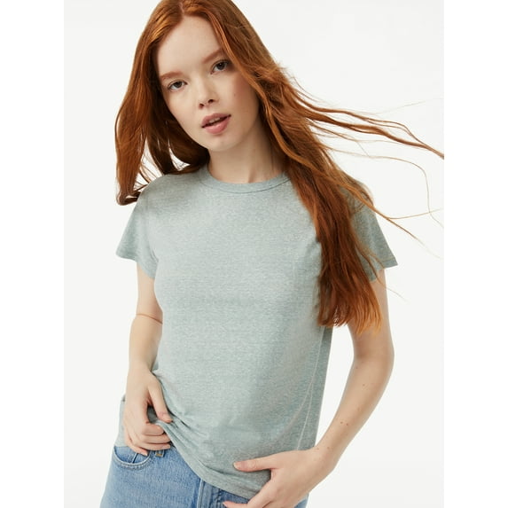 Free Assembly Women's Ringer Tee with Short Sleeves, Sizes XS-XXXL