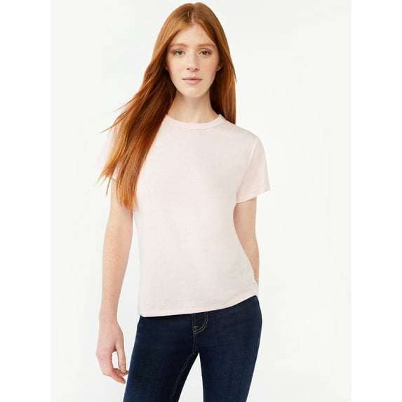 Free Assembly Women's Ringer Tee with Short Sleeves, Sizes XS-XXXL