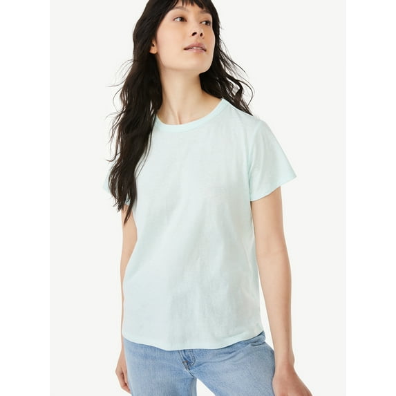 Free Assembly Women's Ringer Tee with Short Sleeves, Sizes XS-XXXL