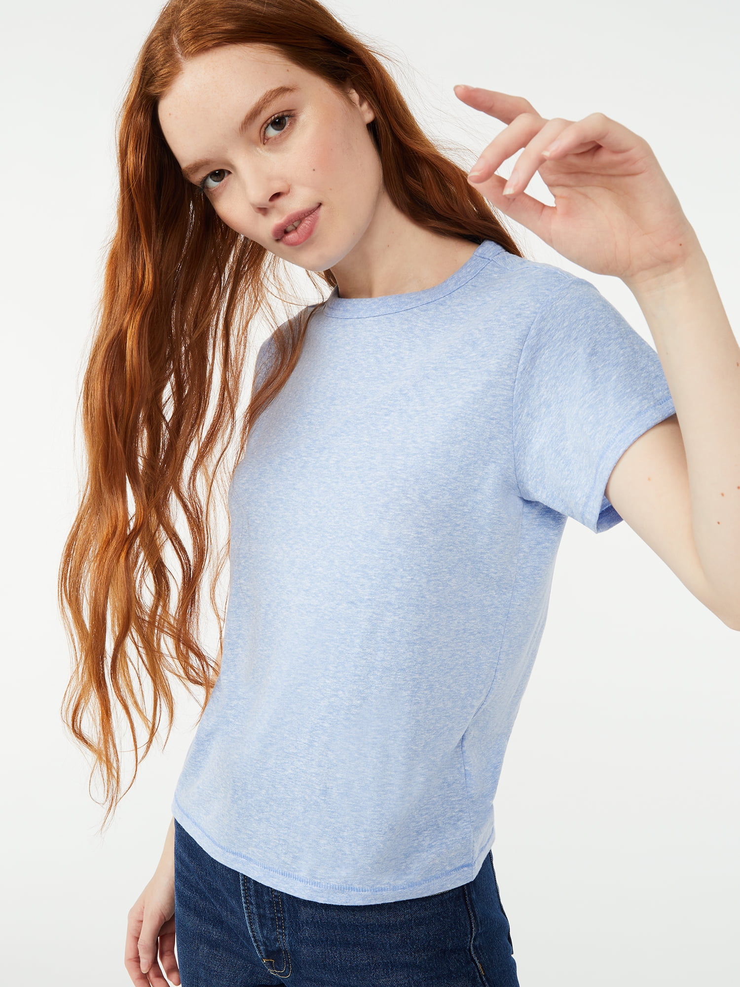 Free Assembly Women's Ringer Tee with Short Sleeves, Sizes XS-XXXL