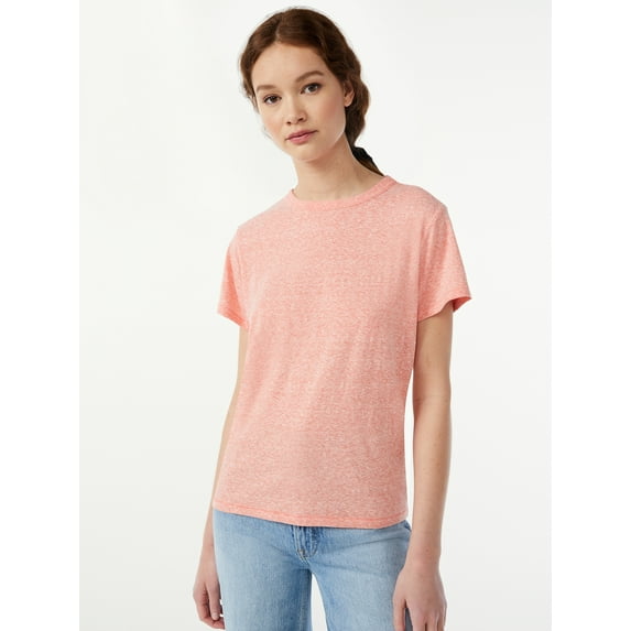 Free Assembly Women's Ringer Tee with Short Sleeves, Sizes XS-XXXL