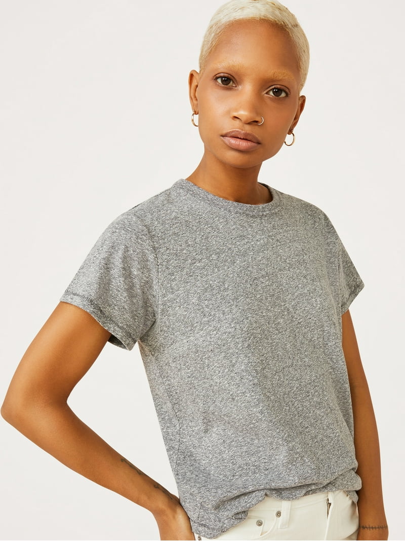 Free Assembly Women's Ringer Tee with Short Sleeves, Sizes XS-XXXL