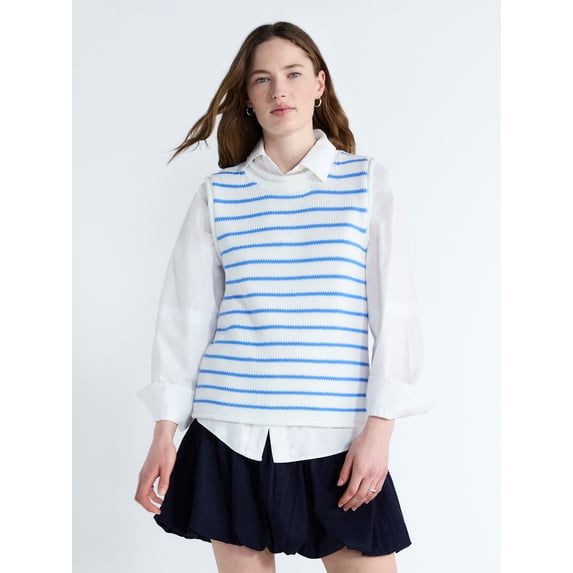 Free Assembly Women's Roll Neck Cotton Sweater Shell, Lightweight, Sizes XS-XXL
