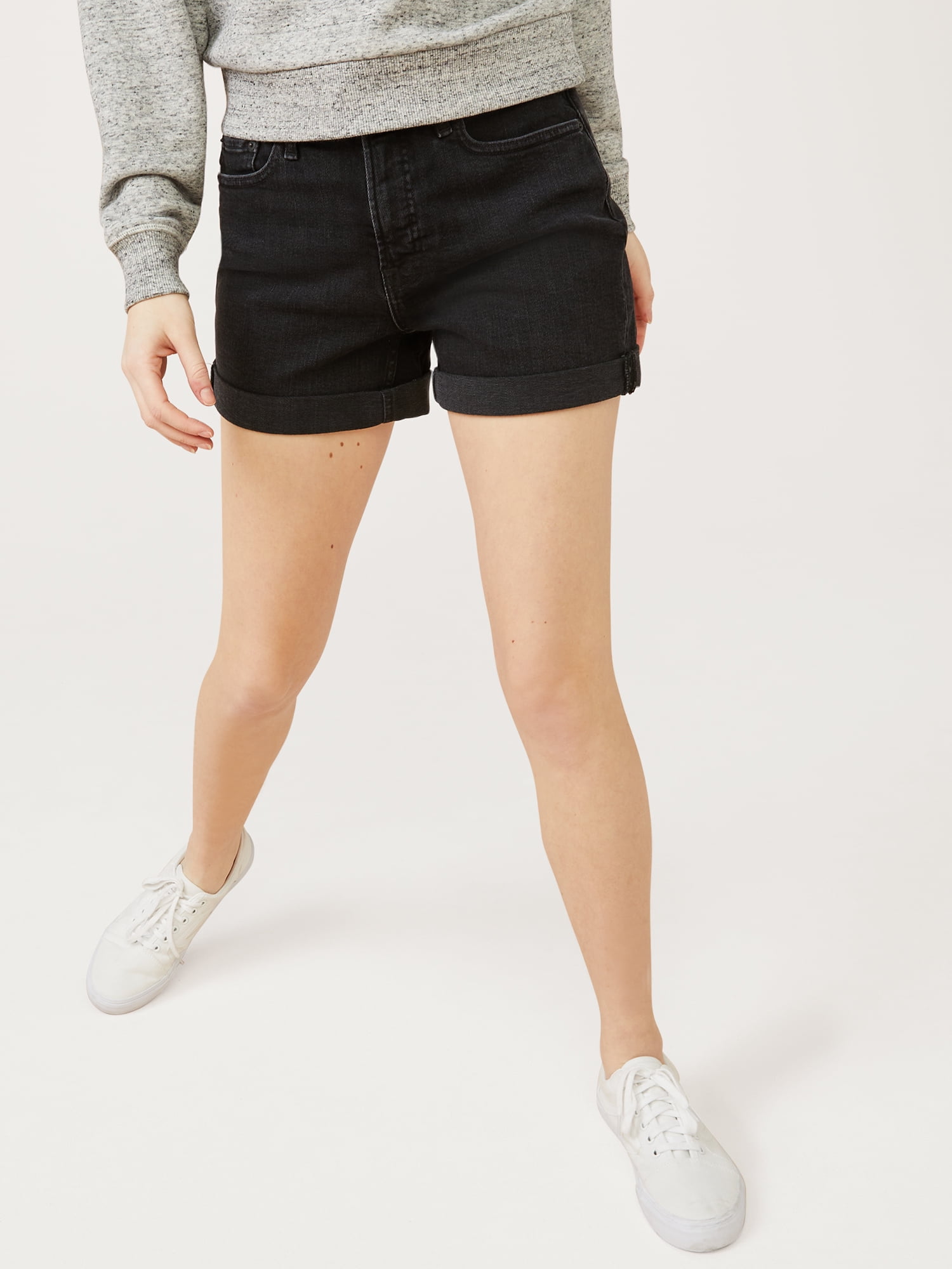 Free Assembly Women’s Rolled Cuff Jean Shorts, 4” Inseam, Sizes 0-22