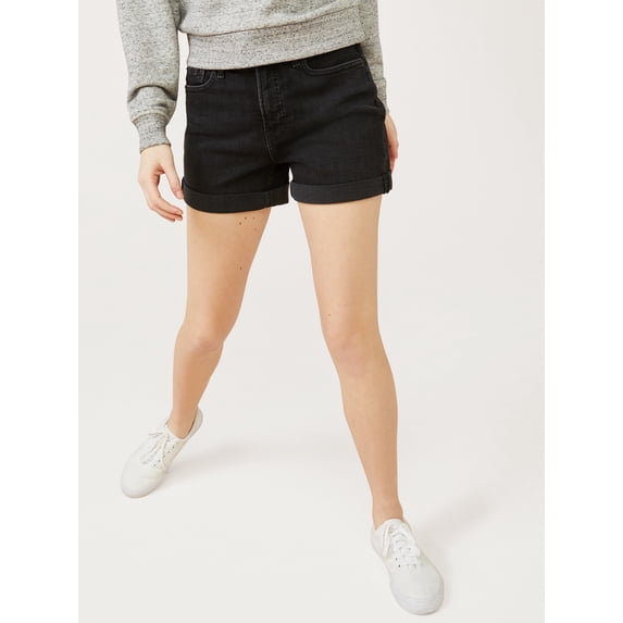 Free Assembly Women’s Rolled Cuff Jean Shorts, 4” Inseam, Sizes 0-22