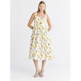 Free Assembly Women's Midi Shirtdress with Puff Sleeves