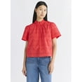 thumbnail image 1 of Free Assembly Women's Ruffle Cotton Eyelet Top with Short Sleeves, Sizes XS-4X, 1 of 5