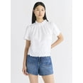 thumbnail image 1 of Free Assembly Women's Ruffle Cotton Eyelet Top with Short Sleeves, Sizes XS-4X, 1 of 5