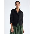 thumbnail image 1 of Free Assembly Women's Ruffle Neck Pointelle Cardigan Sweater, Midweight, Sizes XS-XXL, 1 of 5