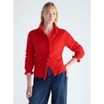 thumbnail image 1 of Free Assembly Women's Ruffle Neck Pointelle Cardigan Sweater, Midweight, Sizes XS-XXL, 1 of 5