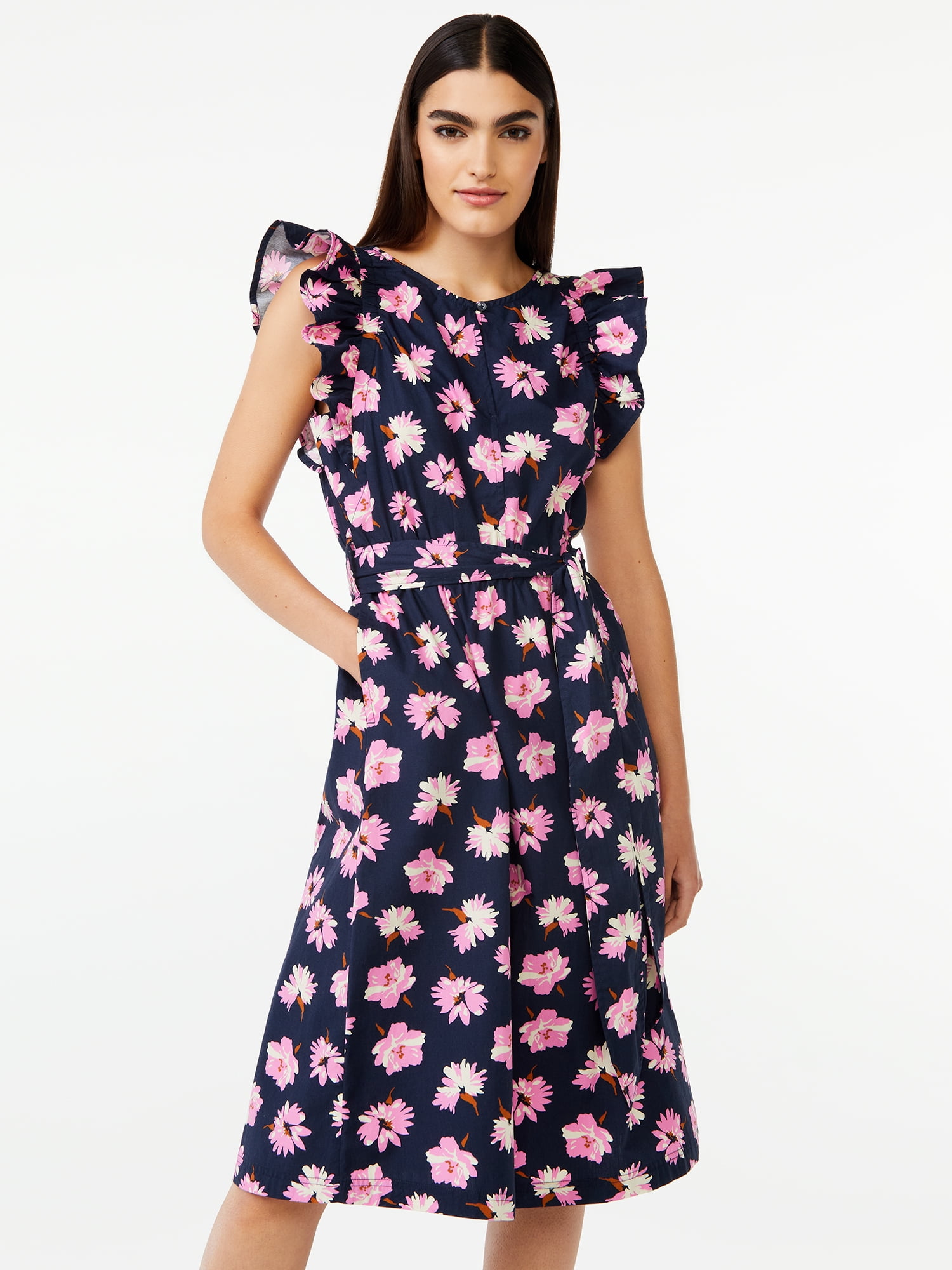 Free Assembly Women's Ruffle Sleeve Midi Dress