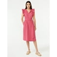 Free Assembly Women's Ruffle Sleeve Midi Dress