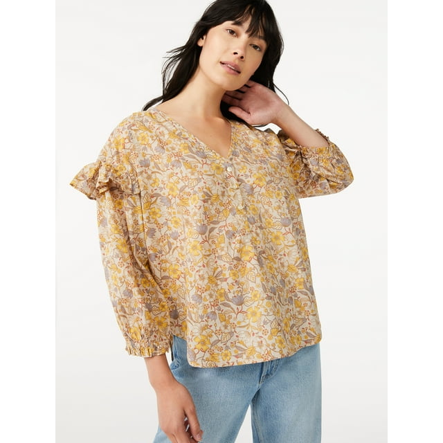 Free Assembly Women's Ruffle Sleeve Top