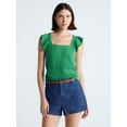 thumbnail image 1 of Free Assembly Women's and Women's Plus Square Neck Cotton Sweater with Flutter Sleeves, Sizes XS-4X, 1 of 6