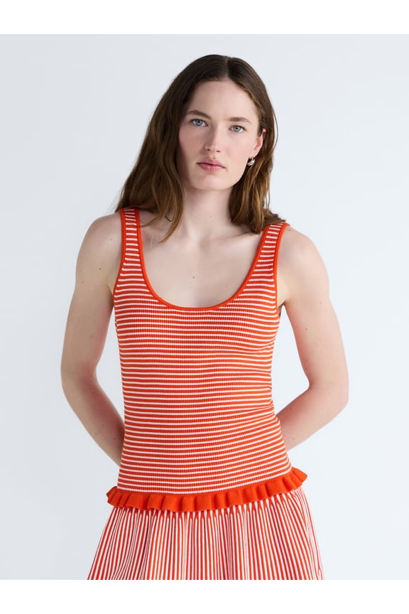 Women's and Women's Plus Ruffle Hem Knit Tank Top, Sizes XS-4X