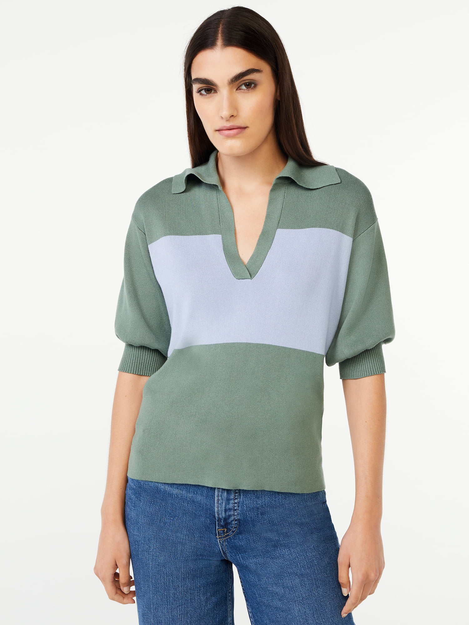 Free Assembly Women s Rugby Polo Sweater Walmart